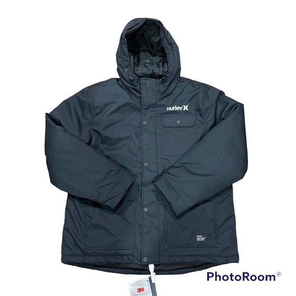 Hurley Idyllwild 3M Parka Jacket Mens Black Winter Snow Jacket Sz XL NWT - Picture 2 of 5